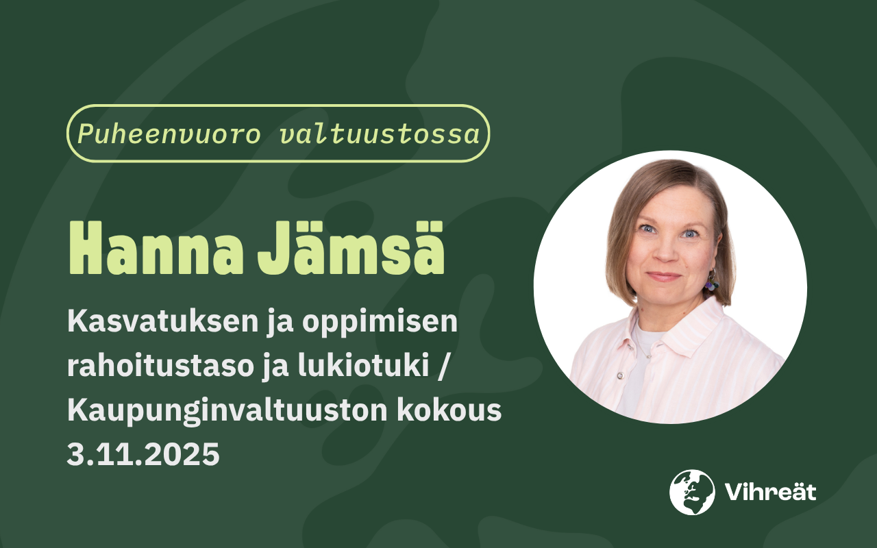 Hanna Jämsän puheenvuoro talousarvioesityksestä 3.11.2025