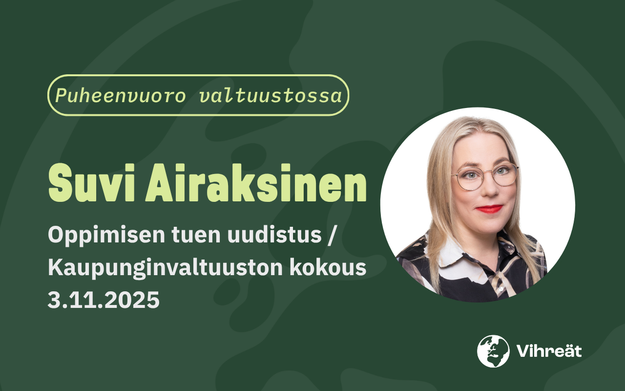 Suvi Airaksisen puheenvuoro oppimisen tuen uudistuksesta 3.11.2025