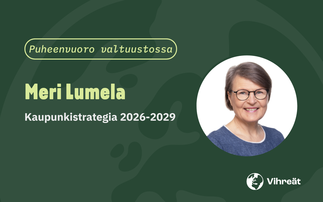 Meri Lumelan puheenvuoro valtuustonkokouksessa kaupunkistrategiasta vuosille 2026-2029